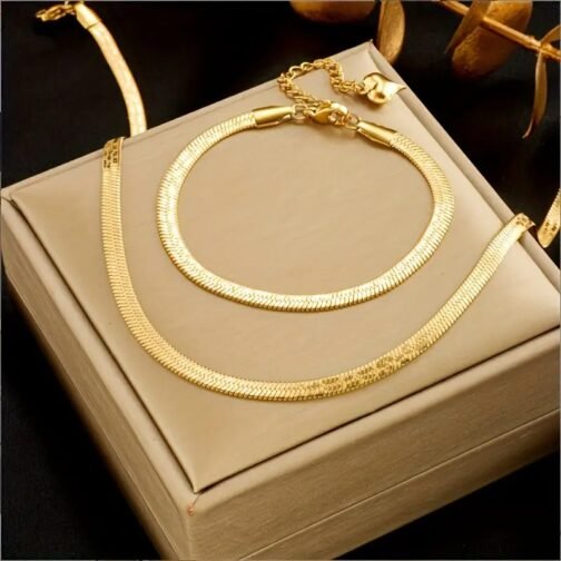 Conjunto de Collar y Pulsera de Cadena Serpiente - Imagen 2