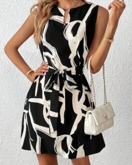 Vestido Elegante Sin Mangas con Escote en V para Mujer