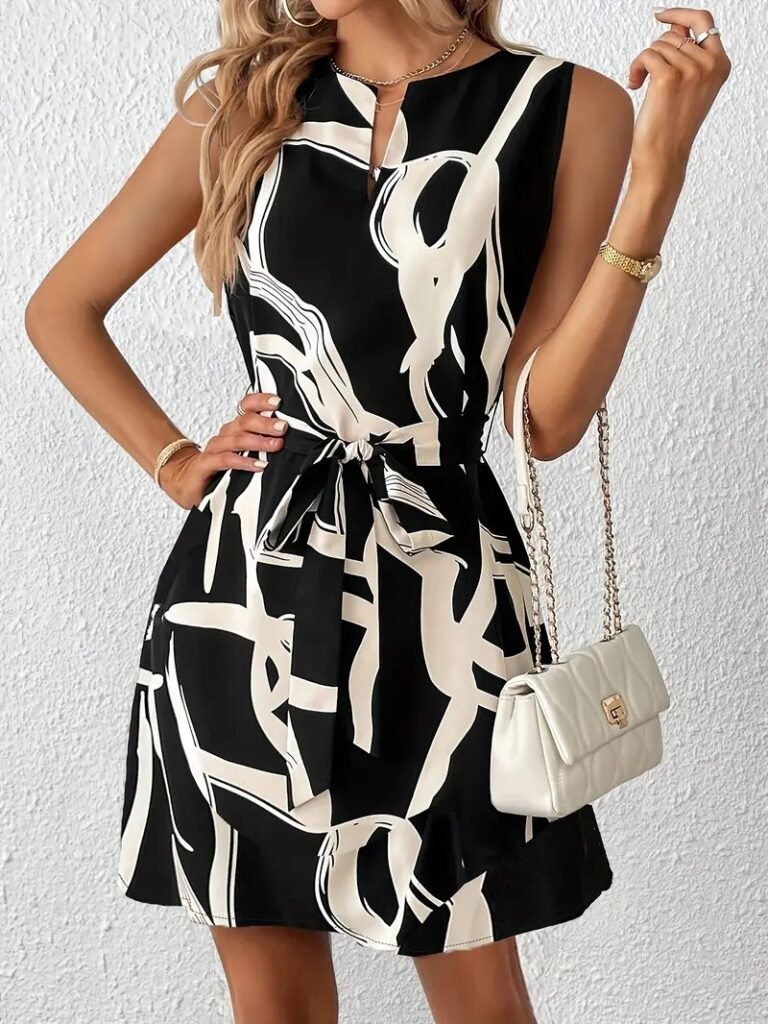 Vestido Elegante Sin Mangas con Escote en V para Mujer