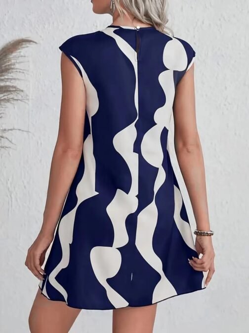 Vestido holgado con cuello redondo y bloques de color - Imagen 3