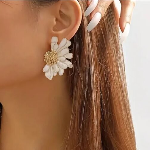 Arete Flor Grande Blanco - Imagen 2