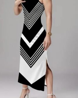 Vestido Sin Mangas Con Estampado Artístico - Talla M