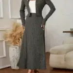 Conjunto Elegante De 2 Piezas Con Cuello Alto Y Mangas Largas - Talla M