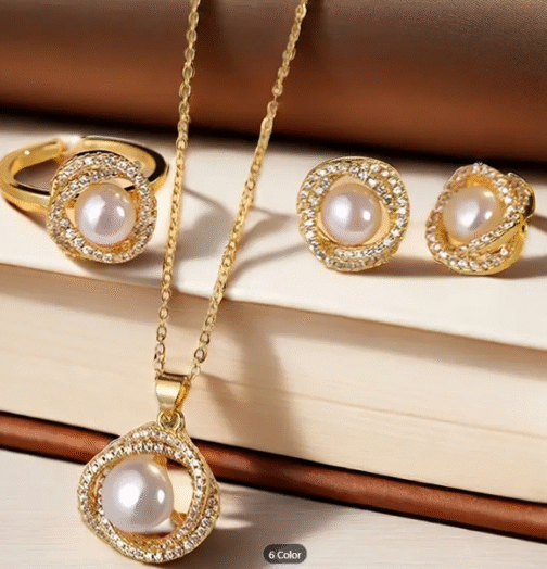 4 Piezas De Conjunto De Joyería De Perlas - Imagen 2