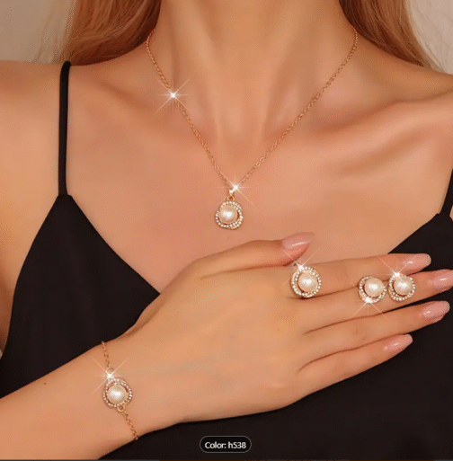 4 Piezas De Conjunto De Joyería De Perlas