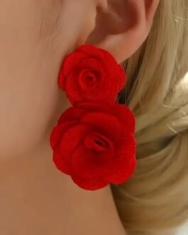 Arete Rosa Roja Larga