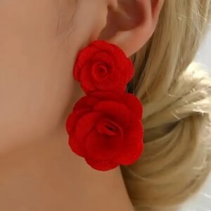 Arete Rosa Roja Larga