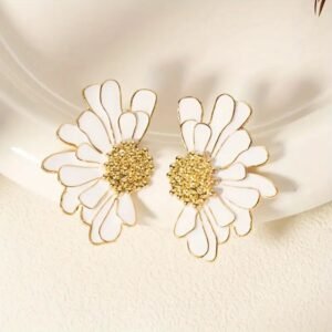 Arete Flor Grande Blanco